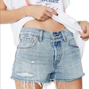 Levi's Light Blue Distressed Denim Jean Shorts